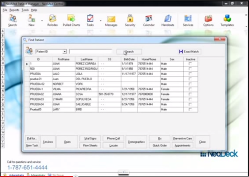 screenshot of NeoMed EHR